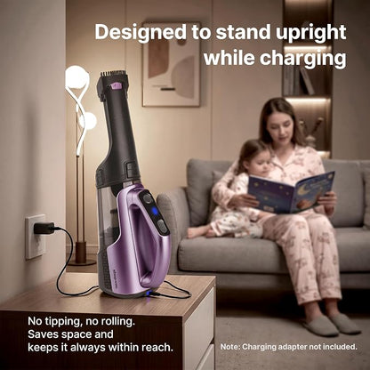 Shop-Vac S3 20V Handheld Vacuum Cordless, Rotatable Nozzle, Dual-Speed Powerful Portable Car Vacuum Rechargeable, Wall-Mounted Lightweight Hand Vacuum for Home & Car, LED, HEPA Filter, Purple