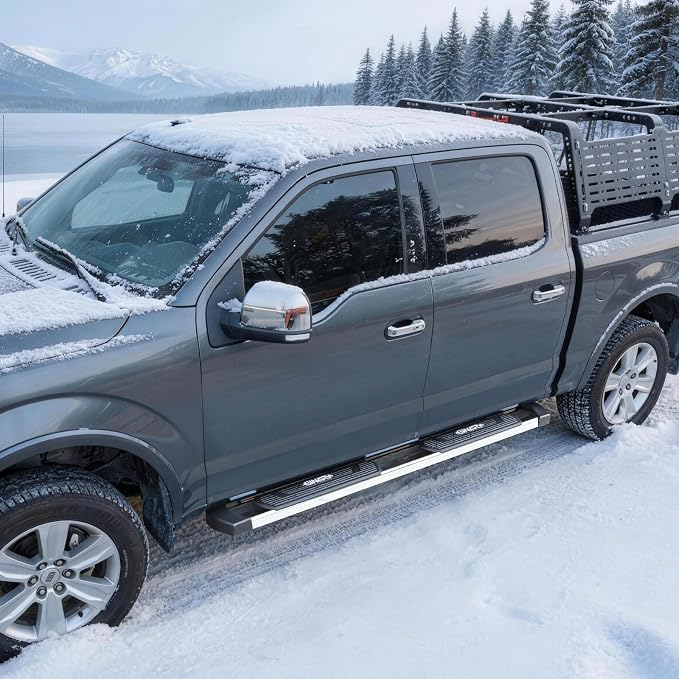 BINARY STAR 6 Inch Running Boards Compatible with 2007-2018 Chevy Silverado/GMC Sierra 1500 Extended/Double Cab, 07-19 Silverado/Sierra 2500HD 3500HD. High Light Stainless Steel Side Step Nerf Bars.