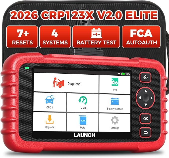 Launch OBD2 Scanner CRP123X Elite V2.0, 2025 Lifetime Free Update Diagnostic Scan Tool Car Engine Code Reader with Oil/Brake/SAS/BMS/D.P.F/ABS Bleeding/Throttle Reset, Auto VIN