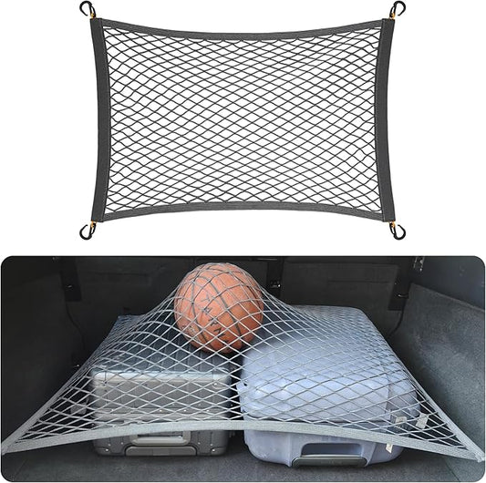 Upgraded 27.5 x 19.6 Inch Gray Organizer with ABS Hook Storage Mesh Cargo Nets Cargo Net for SUV