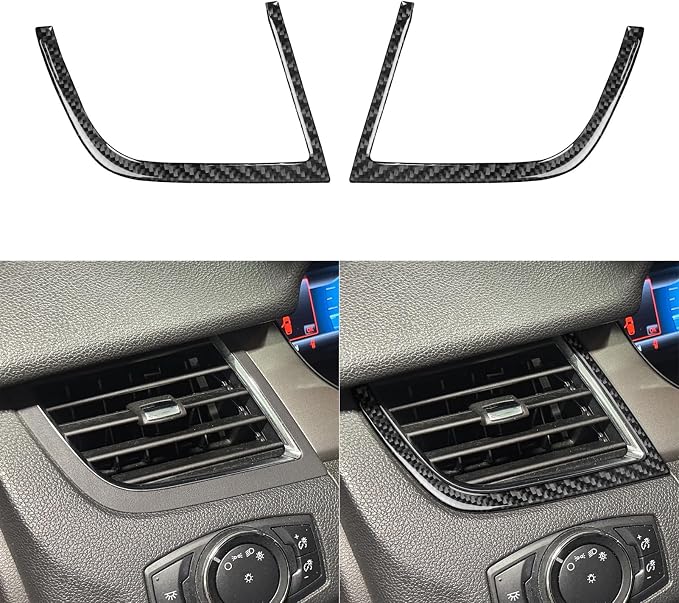 Premium Carbon Fiber Fit for Ford Edge 2011-2014 2012 2013 SEL/Limited/SE/Sport Accessories Car Front Row Both Sides Air Vent AC Vent Outlet Cover Interior Trim Sticker Decal Black 2PCS