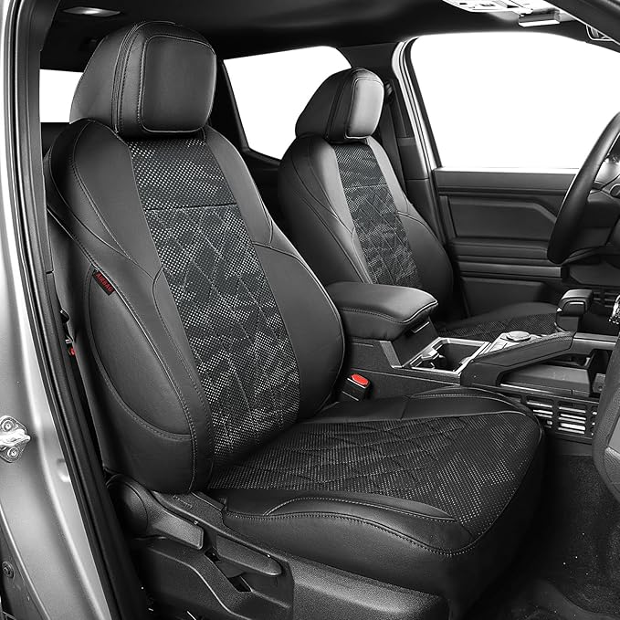 EKR Tacoma Seat Covers Custom Fit for Toyota Tacoma (Only for Hybrid) 2024 2025 2026 Double cab TRD Sport/TRD Off-Road/Limited/Trailhunter-Truck Seat Cover Full Set,Faux Leather(Black/Gray Camo A63)