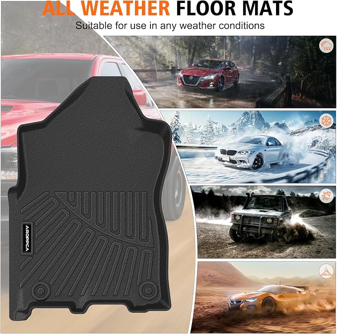All Weather Floor Mats for 2013-2018 Dodge Ram 1500/2500/3500 Crew-Cab, 2019-2024 for Ram 1500 Classic Crew Cab, TPE Floor Liners Anti-Slip Full Set Mats for Dodge 1500/2500/3500 Accessories