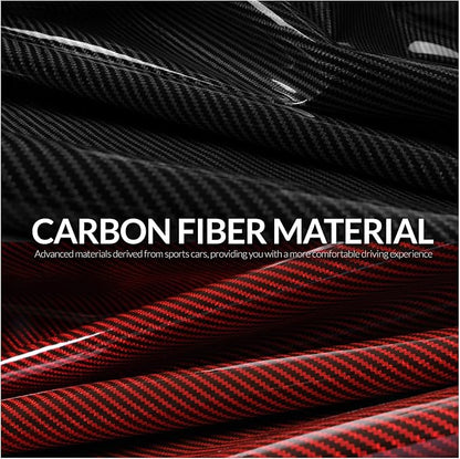 Car Steering Wheel Cover Set Bright Carbon Fiber Wrap Non-Slip 3pcs Steering Wheel Accessories 14.5-15 inch Universal (Black Red)