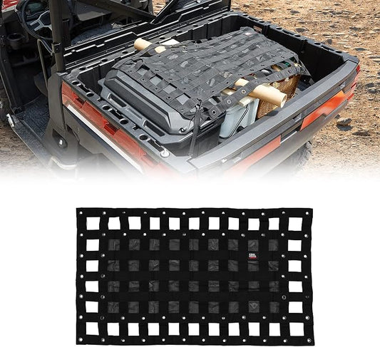Kemimoto UTV Cargo Bed Net Stretchable UTV Cargo Box Net Rack Bed Rail Bungee Netting with Straps Compatible with Polaris Ranger General Can am Defender Commander Maverick Pioneer- 47" L* 27" W