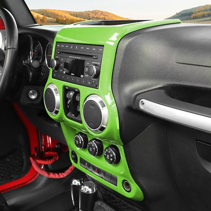 RT-TCZ for Jeep JK Green Dash Accents Radio A/C Controls Cover Trim for Jeep Wrangler JK JKU 2011-2017 ABS Interior Accessories 2pcs