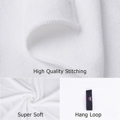 JML Microfiber Bath Towels Set, 6 Pack, 27" x 55" - Extra Soft, Absorbent and Fast Drying, Multipurpose White Microfiber Towel for Adult Men Women, Hair Wrap, Bath, Beach, Pool, Sports, Yoga, White