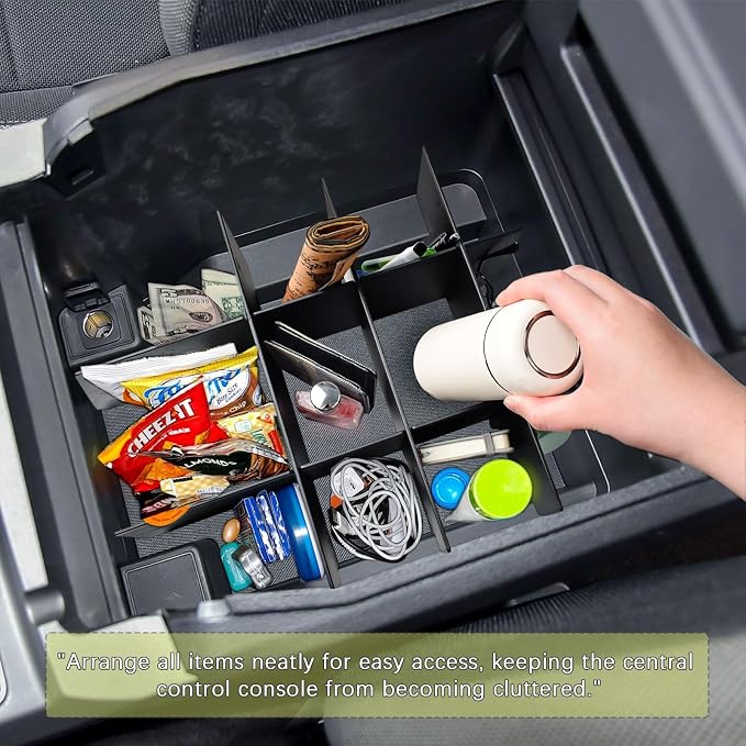 HGWEI Center Console Organizer Compatible with Ford F250/F350/F450 (2017-2022) and Expedition (2018-2024) Interior Accessories Armrest Storage Box Insert Tray, Black(Full console w/bucket seats ONLY)