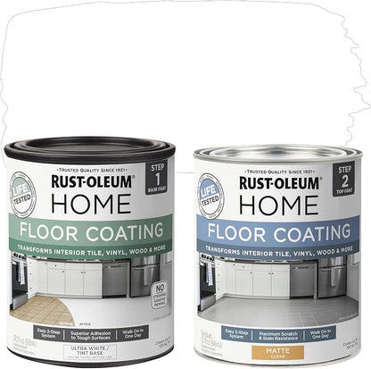 Rust-Oleum 367591 Home Interior Floor Coating Kit, Matte Ultra White