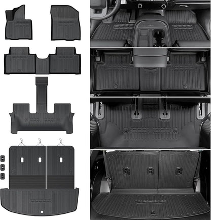 Floor Mats for 2026 Hyundai Palisade 7/8 Seat (Only Hybrid), All Weather TPE Cargo Mat with 3rd Backrest Mat for 2026 Hyundai Palisade Hybrid Calligraphy Accessories