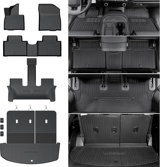 Floor Mats for 2026 Hyundai Palisade 7/8 Seat (Only Hybrid), All Weather TPE Cargo Mat with 3rd Backrest Mat for 2026 Hyundai Palisade Hybrid Calligraphy Accessories