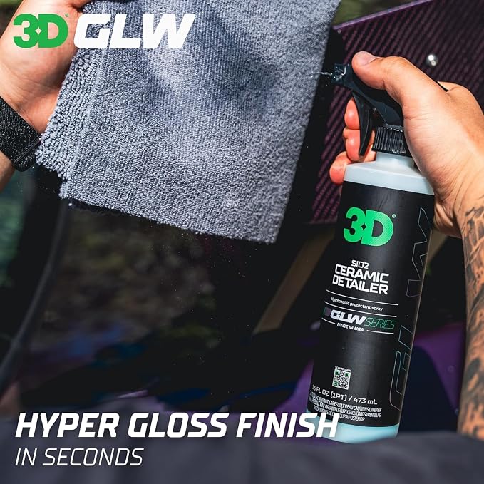 3D SiO2 Ceramic Detailer 1 Gallon – Quick Detailer with Advanced SiO2 Polymers – Hydrophobic Protection, UV Defense, High Gloss Finish, Ceramic Coating Booster – Professional Car Care – Made in USA