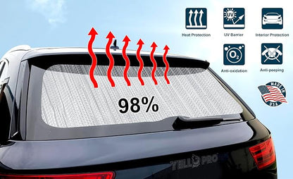 YelloPro Rear Tailgate Window Sunshade Custom Fit for 2021 2022 2023 2024 Toyota Venza SUV, LE, XLE, Limited, UV Reflector Sun Protection Accessories