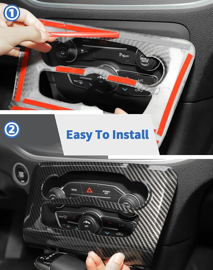 for Dodge Charger 2015+ Central Control Interior Cover Trim Kit 13pcs Carbon Fiber Central Control Dash Panel Decor Cover Trim Set Interior Accessories