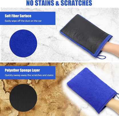 Windspeed 2Pack Clay Mitt, Microfiber Clay Bar for Car Detailing, Medium Grade Clay Bar Glove Clay Towel Auto Detailing for Cleaning Auto Clay Mitt (Blue)