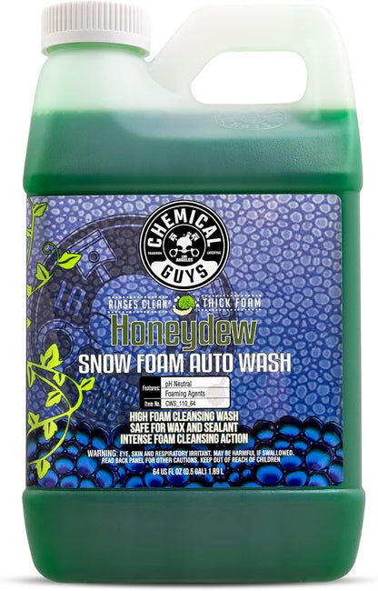 Chemical Guys Car Wash Soap for Foam Cannon or Bucket, Honeydew Snow Foam Car Wash Soap for Trucks, Motorcycles, RVs & More, Super Suds, Honeydew Scent - 64 oz (Half Gallon)