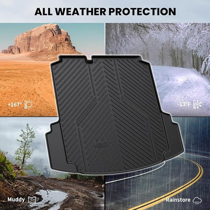 LASFIT Trunk Mat for Volkswagen Jetta 2011-2018, Custom Fit All-Weather TPE Rubber Cargo Mat for VW Jetta Accessories Trunk Liner Cargo Liner, Waterproof, Easy to Clean, Black