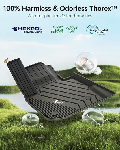3W 2018-2024 BMW X3 Floor Mats & 2019-2025 X4 Floor Liner, All Weather TPE Custom Fit Accessories for X3 G01 X4 G02 30i M40i 30e M BMW X4 M M40i xDrive30i Full Set Car Mats, 5PCS