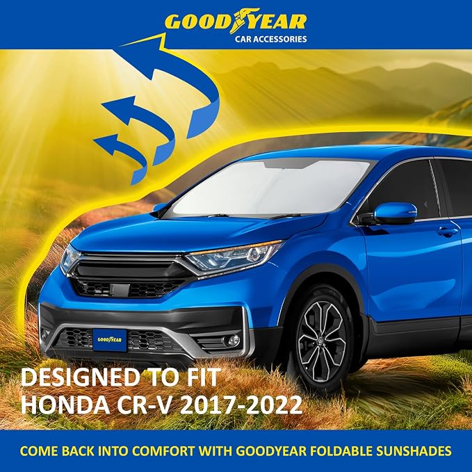 Goodyear Foldable Windshield Sunshade for Honda CR-V (CRV) 2017-2022, SUV car Accessories, Sunshade Cover, Sun Shade Car Windshield, Window Sun Blocker - GY008281
