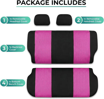 FH Group Automotive Rear Car Seat Covers for SUV, Trucks, Sedan and More - Universal Fit Rear Solid Bench Design Interior Accessories - 3D Mesh Fabric Center Panel - Pink