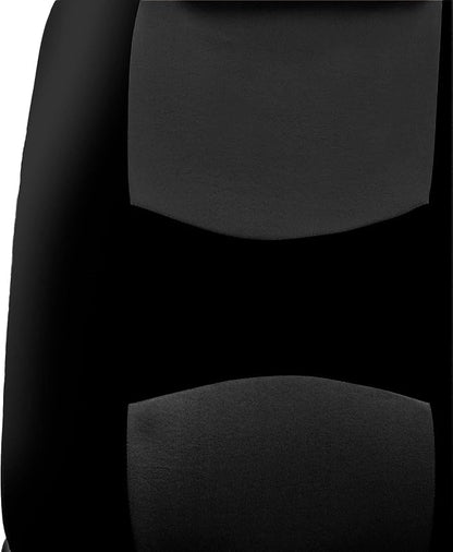 FH Group Stylish Full Set Car Set Covers Front Set and Rear Split Function, Airbag Compatible – Universal Fit for Cars Trucks & SUVs (Solid Black)