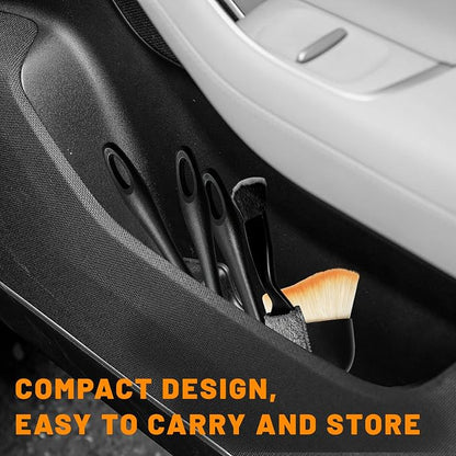 5PCS Car Detailing Brush Kit, Auto Cleaning Kit Includes 2 Vent Cleaners & 3 Ultra Soft No Scratch Boar Hair Brushes, Multi-Use Interior & Exterior Detailing Brush for Most Cars (Style B)