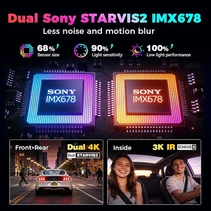 DDPAI 4K 3-Channel Dash Cam,Dashcam for Cars with 128G eMMC+CPL,Front & Rear & Inside(2160P+2160P+1080P),Dual STARVIS 2 Sensors IMX678 + IMX678,AI ISP Night Vision,ADAS, WiFi 6, 4G LTE,Z90 Master 3CH