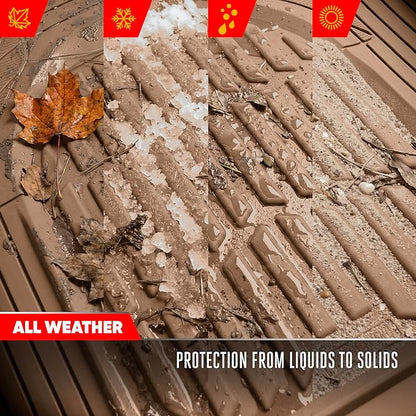 Motor Trend FlexTough LITE Rubber Car Mats Full Set - All Weather Floor Mats for Trucks, Cars & SUVs - Automotive Waterproof Beige Car Floor Mats for Cars Interior Accessories Universal Trim-to-Fit