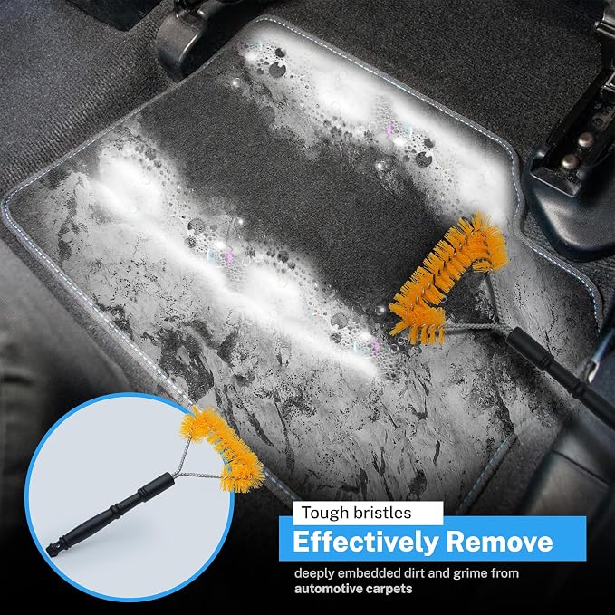 SM Arnold Long Reach Carpet Brush – Deep Clean Automotive Carpets & Mats, Ergonomic Design, Sturdy Bristles | for Car Interiors, Pro Grade Vehicle Care | Easy Grip Handle, 14.56" x 7.87" x 1.5"