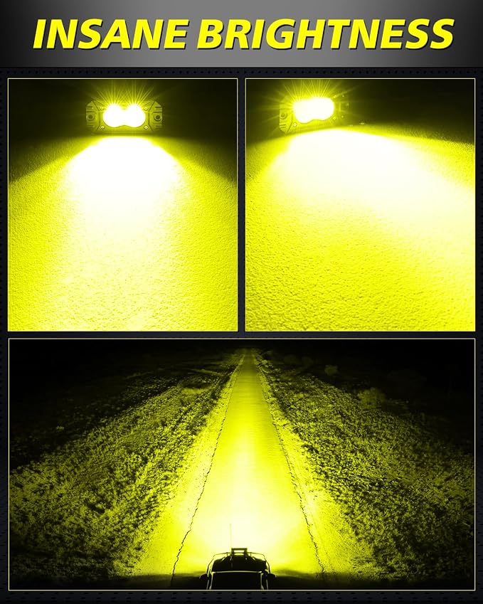 Yellow Flush Mount LED Pods, AKD Part Flood CREE LED Flush Mount Fog Lights 40W Yellow Chase Lights Bumper Driving Backup Reverse Light Pods for Trucks Pickup SUV UTV ATV Snowmobile