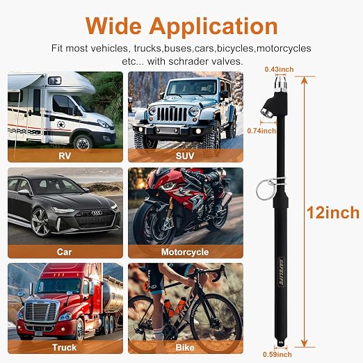 SAFELIFE Tire Pressure Gauge Heavy Duty Air Pressure Tire Gauge, Straight-on Foot Dual Head Chucks, Frosted Black, 10-150PSI 100-1000KPa for Semi Truck Car RV Van (1)
