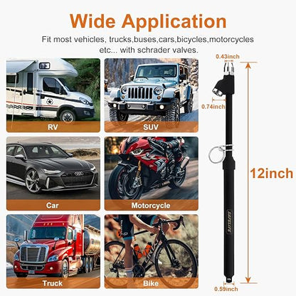 SAFELIFE Tire Pressure Gauge Heavy Duty Air Pressure Tire Gauge, Straight-on Foot Dual Head Chucks, Frosted Black, 10-150PSI 100-1000KPa for Semi Truck Car RV Van (1)
