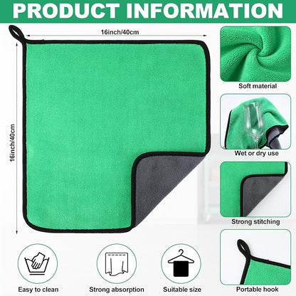 Nuenen 20 Pcs Microfiber Car Drying Towels Microfiber Cleaning Cloth 800 GSM Thick Plush Cleaning Dusting Cloth Auto Detailing Absorbent Towels Rags for Car Household Kitchen Window(Grey and Green)