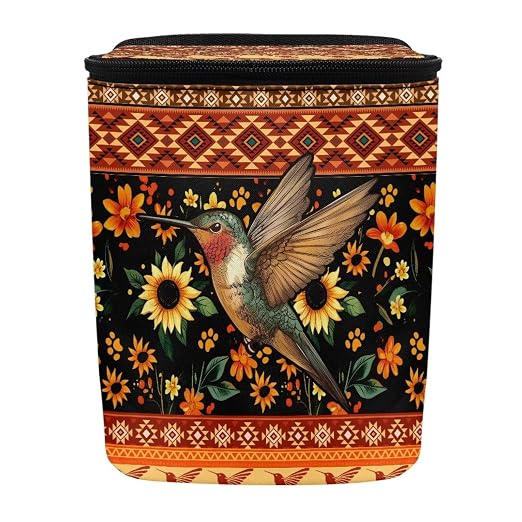 BIGCARJOB Tribal Hummingbird Car Trash Bags for Back Seat Auto Hanging Trash Can with Lid Car Trash Bag Storage Organizer Universal Car Trash Interior Accessories