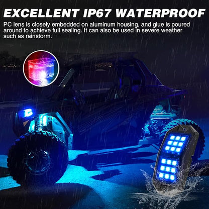 Nilight RGB LED Rock Lights Kit 6 PCS 18LED Wide Angle Wheel Well Light with Remote & Bluetooth App Dual Control Multi Modes Underglow Multicolor Neon Pod for ATV UTV SUV Offroad Truck RZR Boat