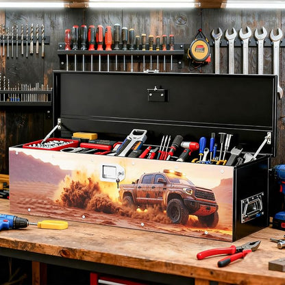 Truck Bed Tool Box, Truck Toolbox compatible with Tacoma, 38.5 x 11.6 x 9.6 Inches, Alloy Steel, Lockable, Weathertight, Flip Top, Pickup Truck Storage