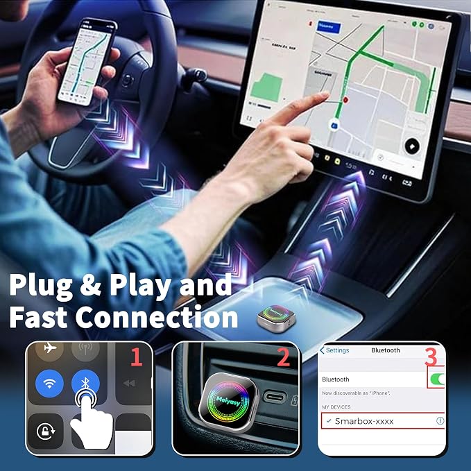 Wireless CarPlay Adapter for iPhone, Silvery | 2026 Upgraded, Compact Mini Metal Shell Design, Plug and Play, Fast and Stable Connection, Apple iOS & Android Compatible