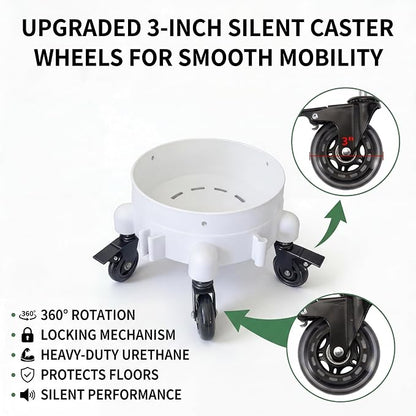 5 Gallon Bucket Dolly, 11in,3 Inch Silent Casters | 3 Inch Silent Casters, Heavy Duty Rolling Plant Dolly, For 3.5-5 Gallon Bucket & Round Flower Pot 1 Cleaning Mitt