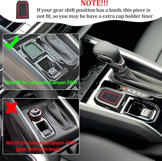 JDMCAR Custom Liner Accessories Compatible with 2023 2024 2025 2026 Chevy Colorado/GMC Canyon, Premium Cup Holder, Center Console, and Door Pocket Inserts Mat Kit-17 PCS Set (Crew Cab, Red Trim)