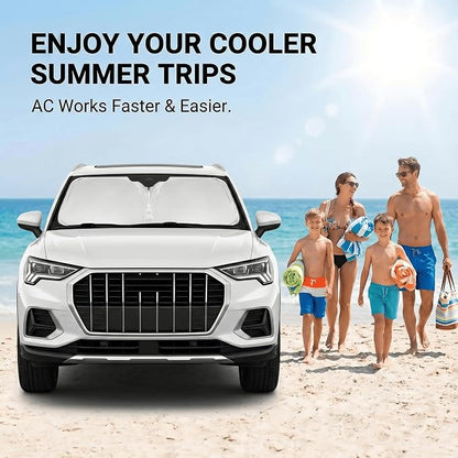 Windshield Sun Shade for Audi Q3 2019-2026 Sunshade Front Window Shade Custom Fit Q3 Accessories Sun Visor Foldable Shade Blocks UV Rays Accessories
