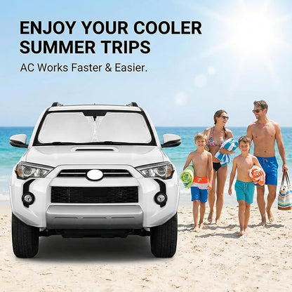 Windshield Sun Shade for Toyota 4Runner 2010-2024 2025 2026 Front Window Shade Custom Fit 4Runner Accessories Sun Visor Foldable Shade Blocks UV Rays Summer Must Have Car Accessories