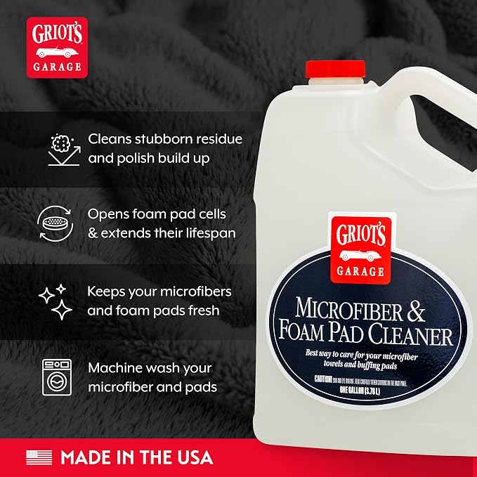 Griot's Garage Microfiber and Foam Pad Cleaner, Removes Polish, Wax, and Sealant Residue, Restores Your Car Cleaning Cloths' Effectiveness, 11067, One Gallon