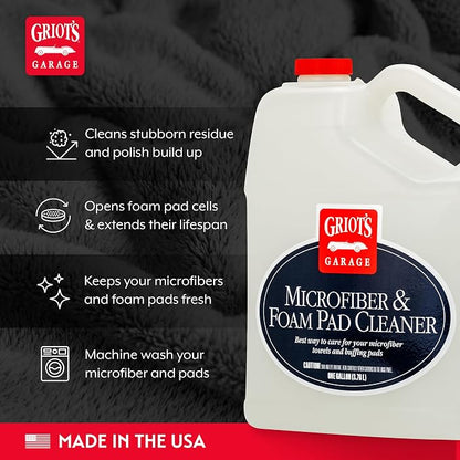 Griot's Garage Microfiber and Foam Pad Cleaner, Removes Polish, Wax, and Sealant Residue, Restores Your Car Cleaning Cloths' Effectiveness, 11067, One Gallon