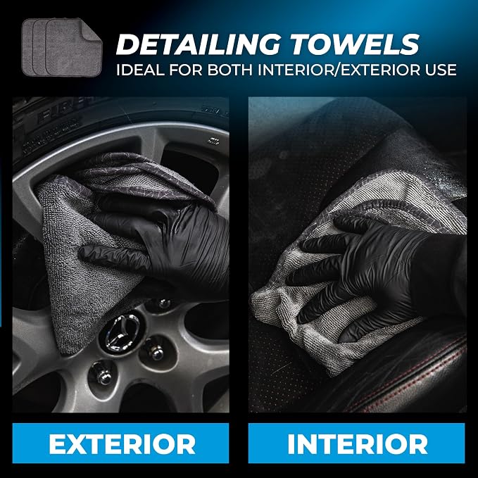 The Rag Company - Premium Car Cleaning Kit - Includes Car Wash Soap, Car Interior Cleaner, Exterior Spray, Drying Towel, Wash Mitt, Microfiber Towels - 8 Piece Kit