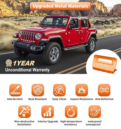 for Jeep 4 PCS Upgrade Metal Window Switch Button Cover Compatible with Jeep Wrangler JL JLU 2026 2025 2024 2023 2022 2021 2020 2019 2018 & Gladiator JT 2020-2026 Interior Accessories (Orange)