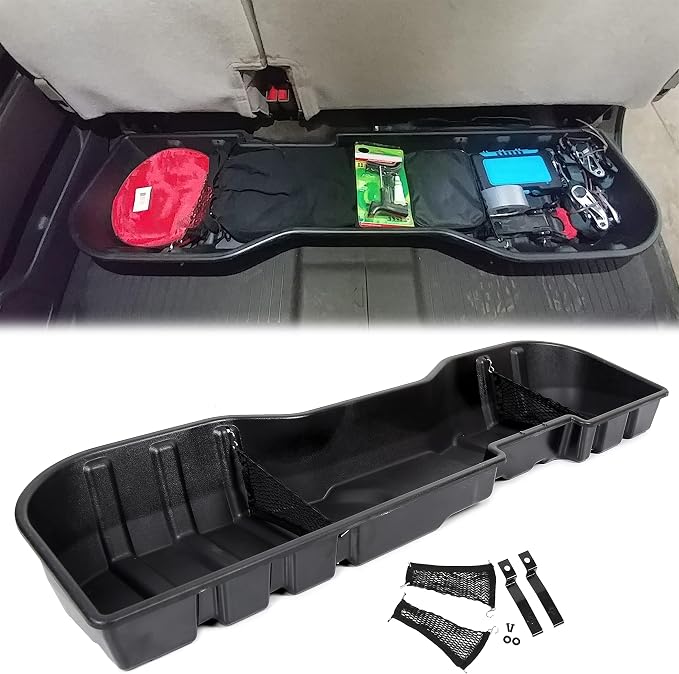 ECOTRIC 8pcs Underseat Storage Box Compatible with 2007-2018 Silverado 2007-2019 GMC Sierra 1500 2500HD 3500HD Under Seat Storage Container Crew Cab Replacement for #23183674
