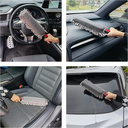 Amiss Mini Car Duster for Dashboard, Microfiber Car Detail Dash Duster for Car and Home Cleaning, Interior Exterior Car Detailing Brush Accessories, Truck, SUV, RV and Motorcycle - Grey