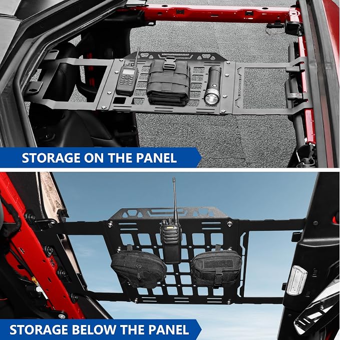 sukemichi Hard Top Roof Rack Molle Panel for Jeep Wrangler JL JLU & Gladiator JT 2018-2026 Accessories, Storage Organizer Cargo Rack, Mounting Mobile Radio Tactical Pouch Flashlight Tool Bag, Steel