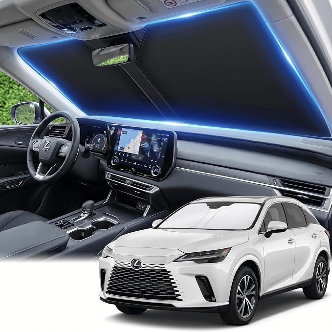 Custom Fit Windshield Sun Shade for Lexus RX 2023-2026, Double Layer 280T for RX 350, RX 350 F Sport, RX 350L Front Window Visor, Foldable UV Ray Blocker, Summer Car Accessories Must-Have
