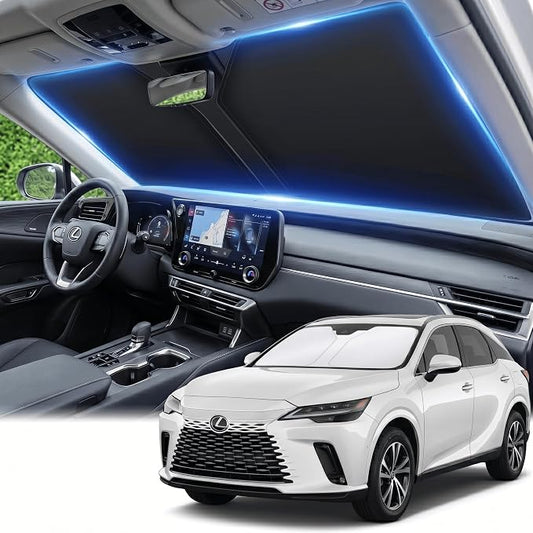 Custom Fit Windshield Sun Shade for Lexus RX 2023-2026, Double Layer 280T for RX 350, RX 350 F Sport, RX 350L Front Window Visor, Foldable UV Ray Blocker, Summer Car Accessories Must-Have
